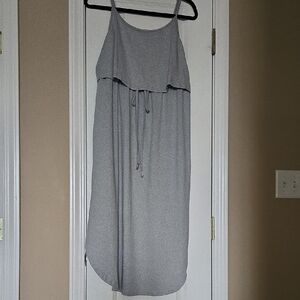 Women's Grey Spaghetti-Strap Dress with Cute Overlay And Tie